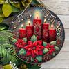 Christmas Wooden Sign with Christmas Candle & Flower Pattern - Navidad Plaque for Front Door, Wall Hanging Decor - Ideal Christmas Ornament
