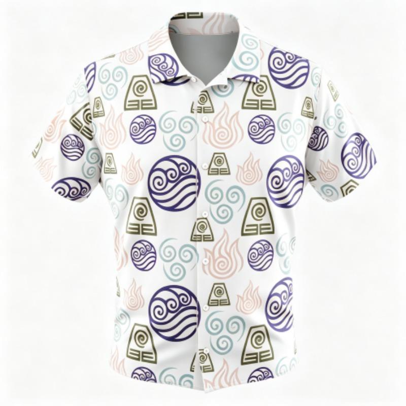 Mysterious Ancient Symbols Pattern Printing Shirt Hawaiian Beach Vacation Clothing Men's Street Style Shirt Daily Men's and Women's Shirt