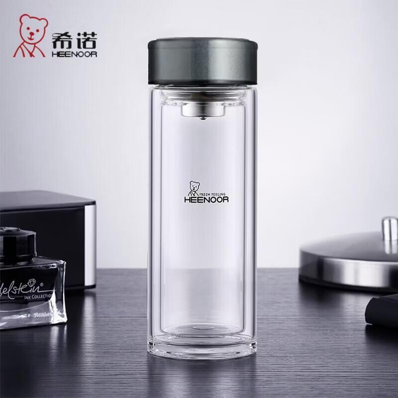 HEENOOR Double-Layer Portable Glass Cup