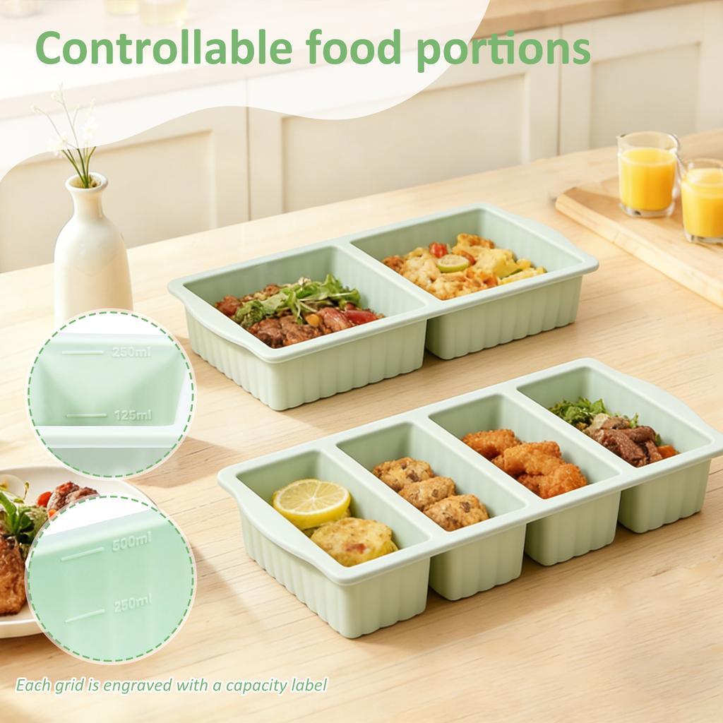 2 Pcs Silicone Freezer Tray 2/4 Grids Ice Cube Mold Set with Lids Soup Freezer Container Mold Ice Cube Trays for Soup Meal Prep