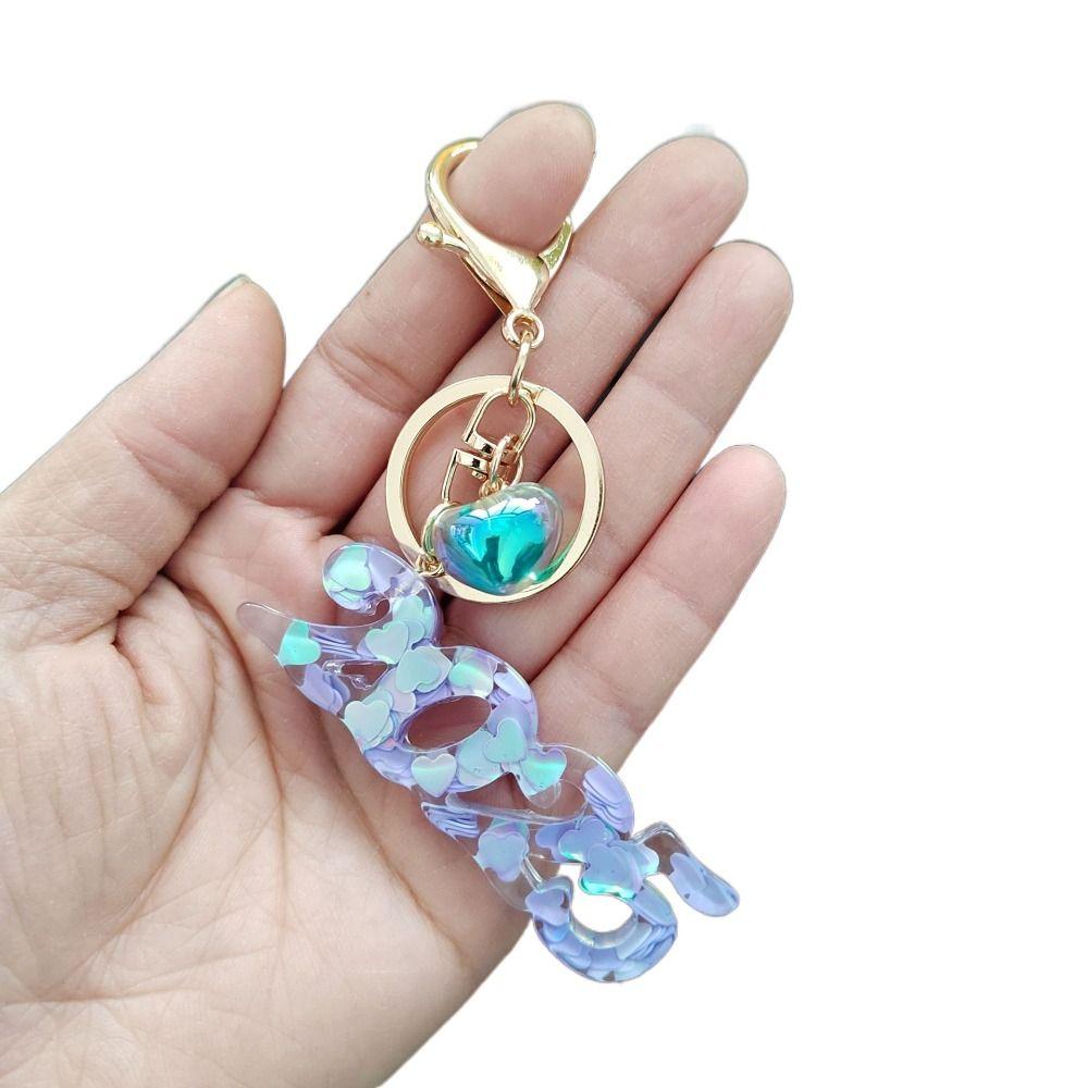 Colorful Sequins Good Luck Pendant 2025 New Year Keyring Bag Charms New Year Keychain  Kids