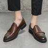 Large Size Business Munk Shoes Men's Solid Color Platform Dress Leather Shoes Korean Version Office Loafers
