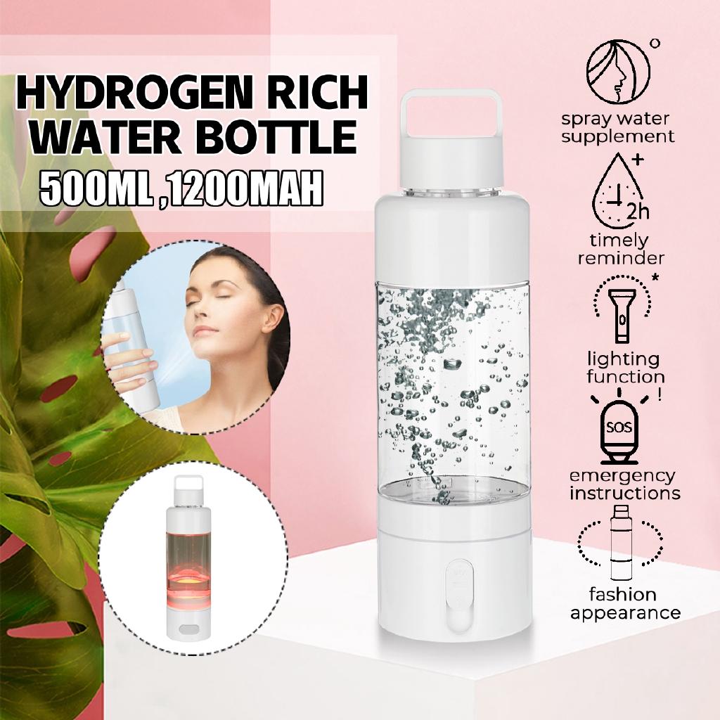 1200mAh Rechargeable Hydrogens Rich Water Multifunction Water Pure Bottle 500-1000ppb Spray With Light Drinking Remind 500ml