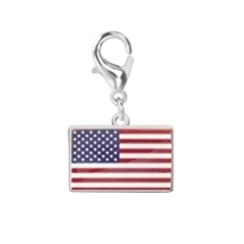 Braccialetto con Charm Bandiera in Acciaio Inossidabile con Moschettone, Gioiello Ciondolo Paese per Regalo di Viaggio Accessorio Stile