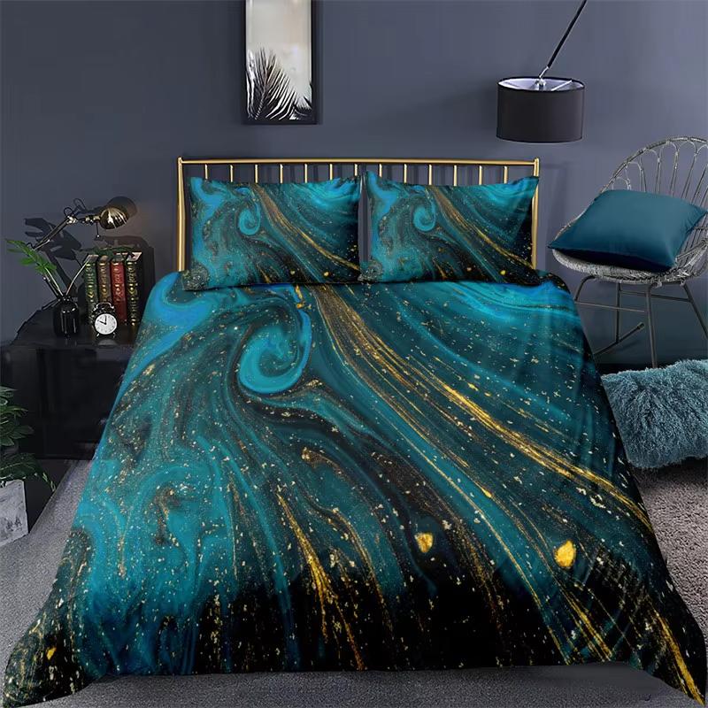 Chic Marble Duvet Cover Set Abstract Marble Texture Bedding Set Geometric Pattern Comforter Cover With Pillowcases Bedroom Decor