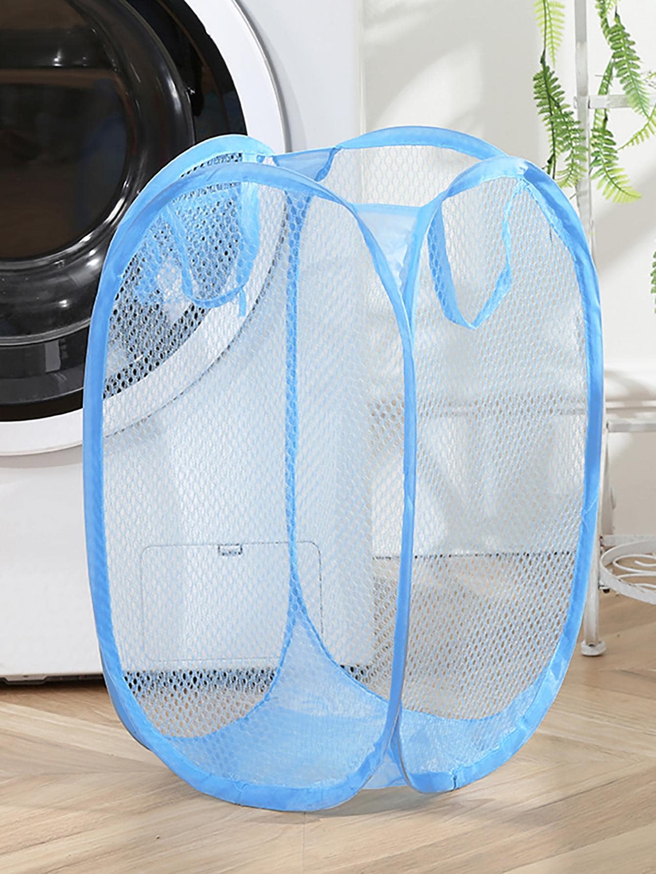 

Folding Laundry Basket Organizer for Dirty Clothes Bathroom Clothes Mesh Storage Bag Household Wall Hanging Basket Frame Bucket синій