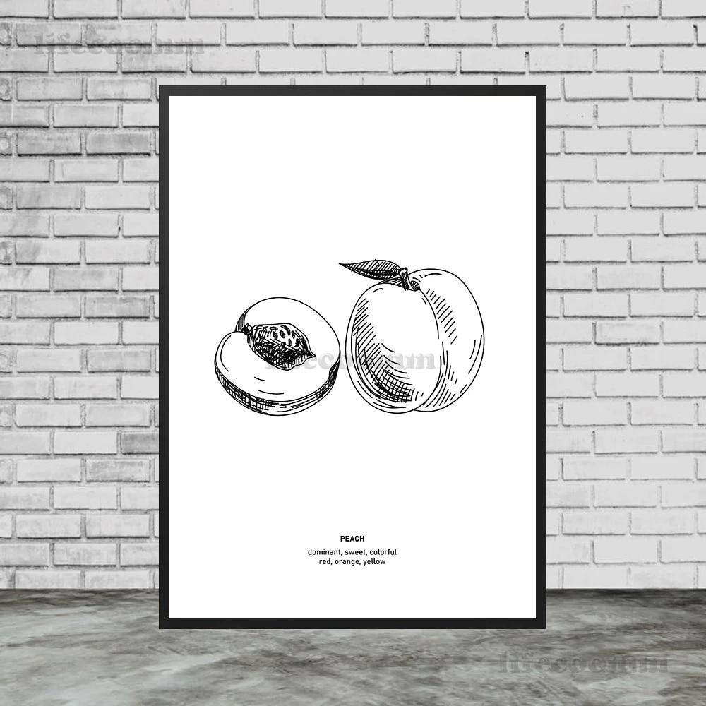 

Турецкий кофе, художественный принт, плакат с яблоком, бананом, манго, фруктами и принтом, украшение, карандашный набросок фруктов для кухни, настенная живопись, без рамки 21*30cm