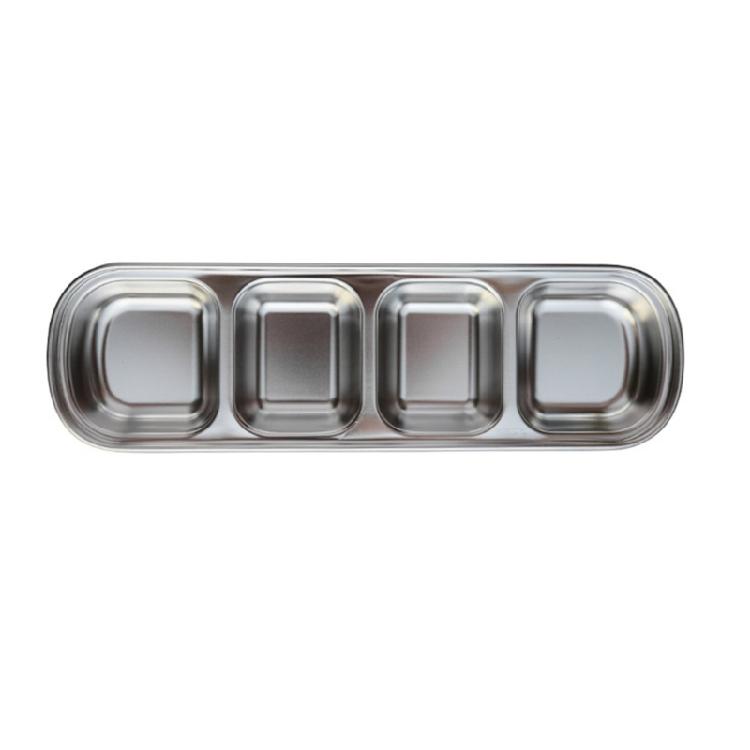 Seasoning Dish Dipping Bowl Stainless Steels Seasoning Dish Condiment Tray Square Barbecue Snacks Plate Kitchen Tableware