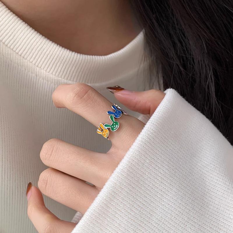Trendy Colorful Rabbit Inspired Ring For Women Adjustable Design Perfect For 2023