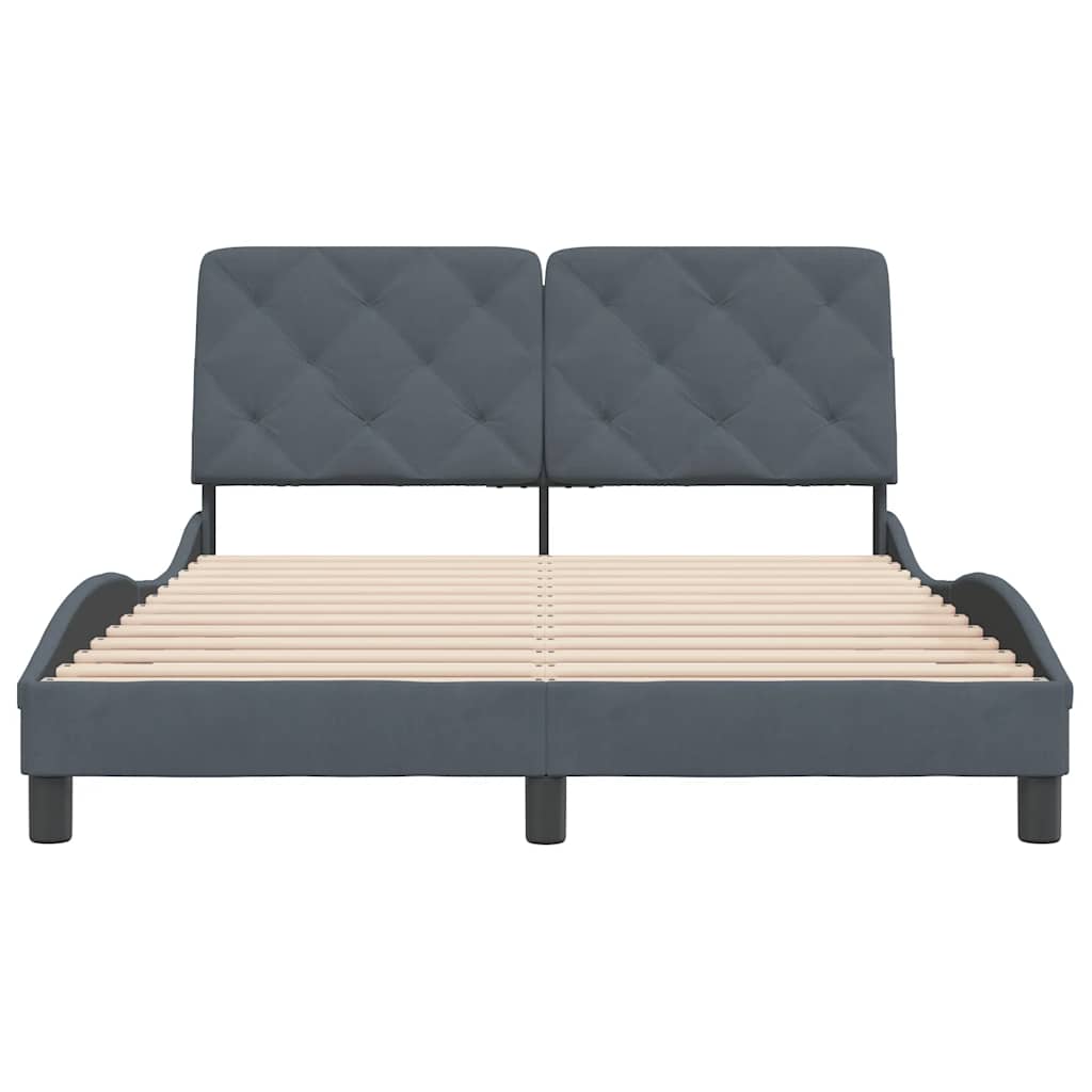 Bed Frame without Mattress Dark Grey 140 x 200 cm Velvet