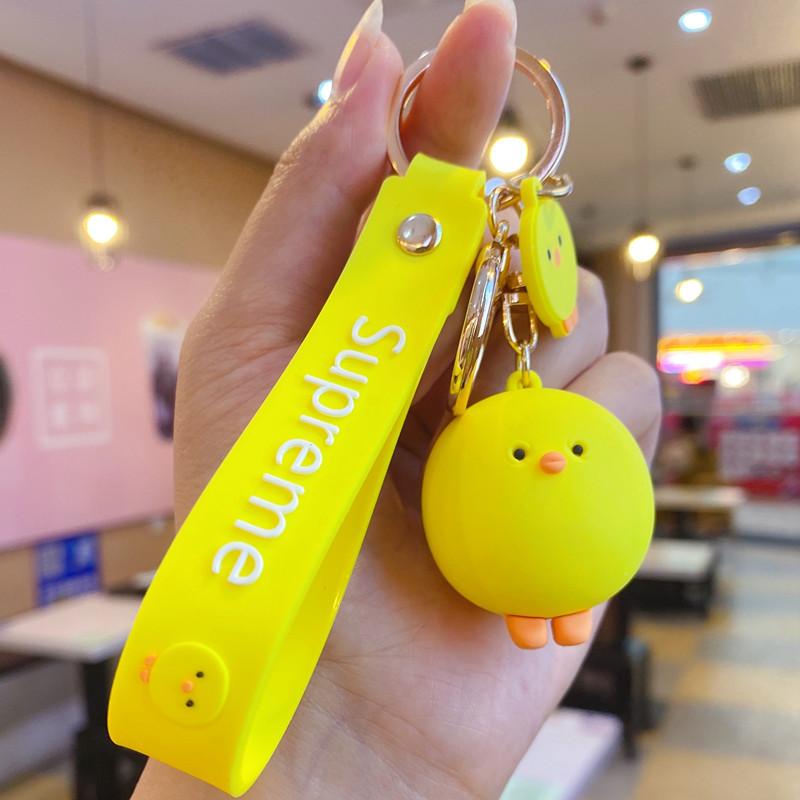 Porte-clés Poulet Mignon Créatif Pendentif de Sac Porte-clés de Voiture Poupée de Dessin Animé