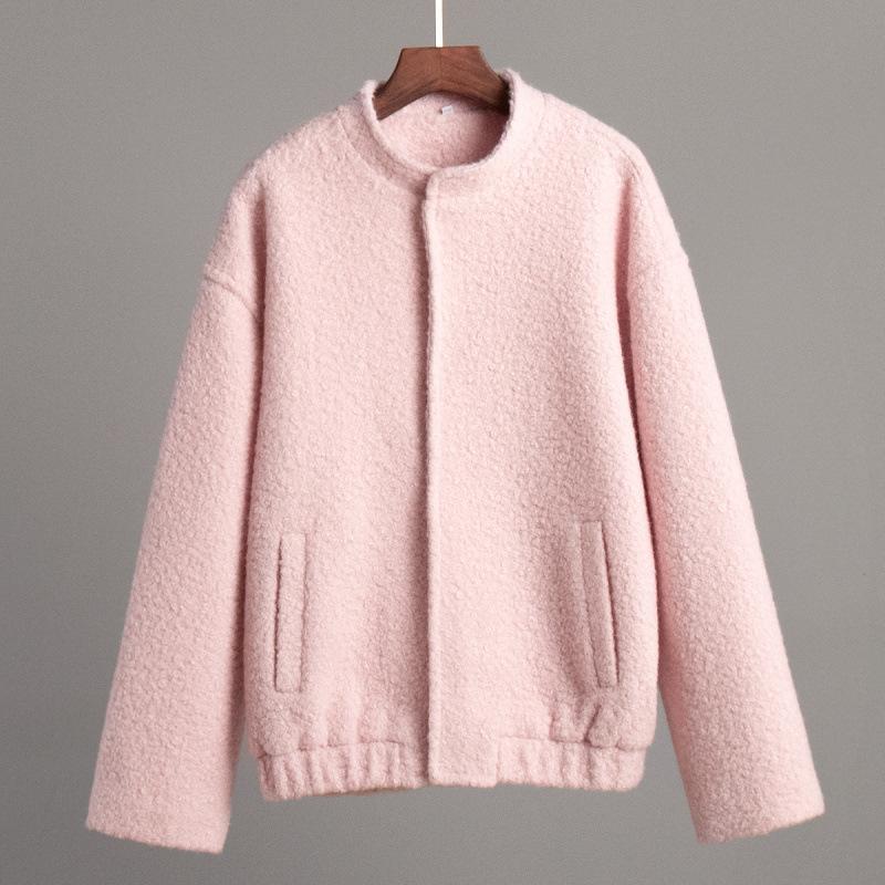 

JPNTKY Women s Vintage Casual Solid Color Print Autumn Winter Long Sleeve Jackets & Coats S розовый