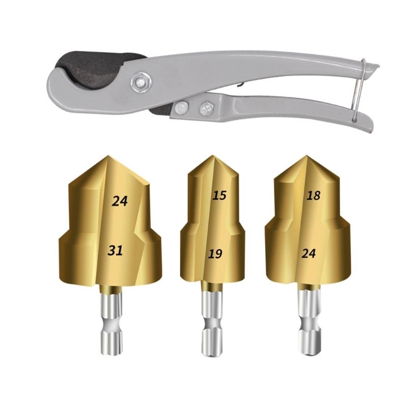 

Набір зі 3-х свердел-розгортки для труб, з покриттям, Швидкоріжуча розгортка для труб для сантехнічних робіт, Різання та монтаж 1