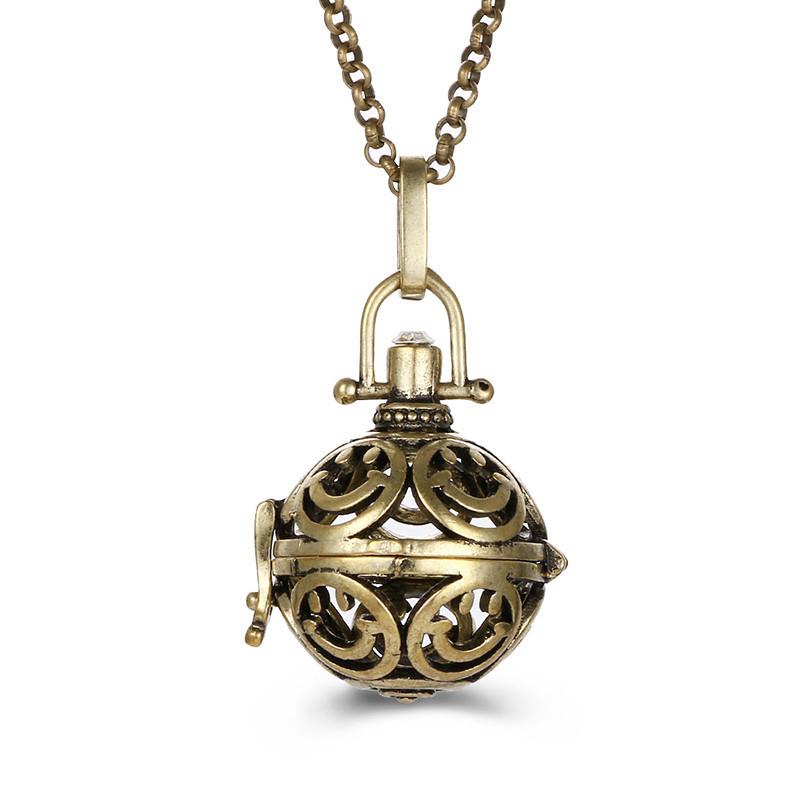 Popular Multi Styles Hollow Vintage Necklace Jewelry Music Ball Pregnancy Bell Necklace Aroma Essential Oil Locket Pendant