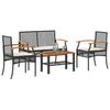 VidaXL Garden Lounge Set with Cushions 4 Pcs, Patio Sofas, Furniture Set, Outdoor Terrace Furniture, Black 366266