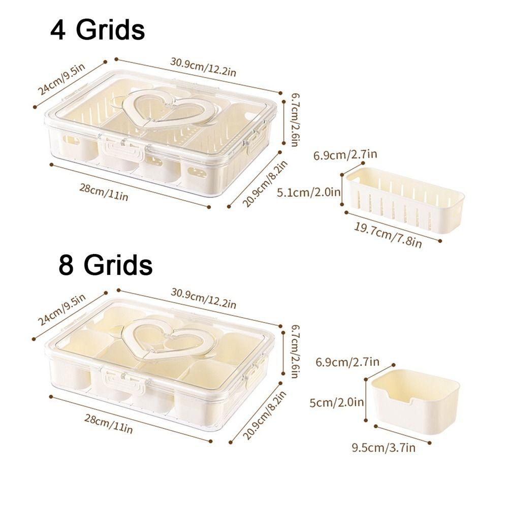 Large Capacity 4/8 Grids Food Divided Serving Tray Sealed Food Preservation Store Box for Home