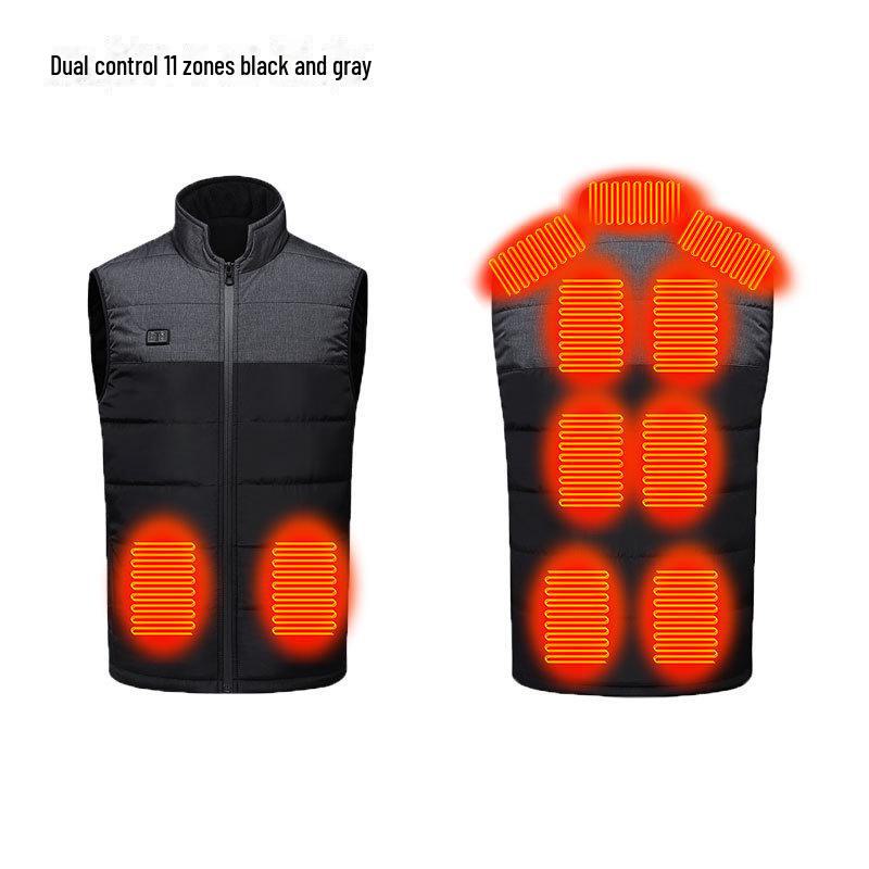 

Унісекс Розумний Жилет з Підігрівом з 21-зонним Контролем Постійної Температури та Кольоровою Гамою 4XL чорний/сірий колір