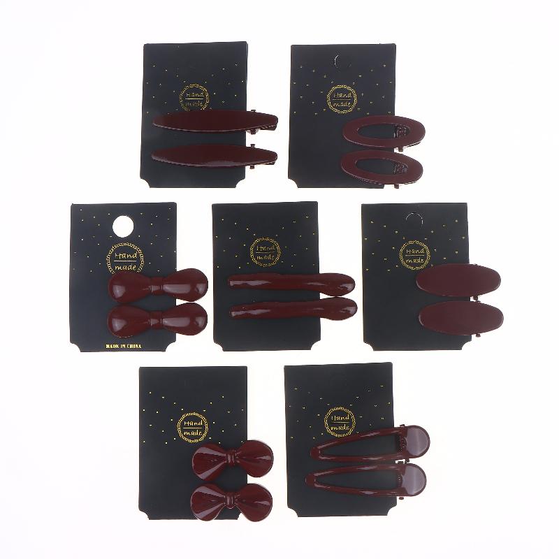 1Pairs New Year Festival Atmosphere Head Clip Wine Red Bow Bang Clip Duckbill Clip Sweet Retro High Quality Hair Accessories