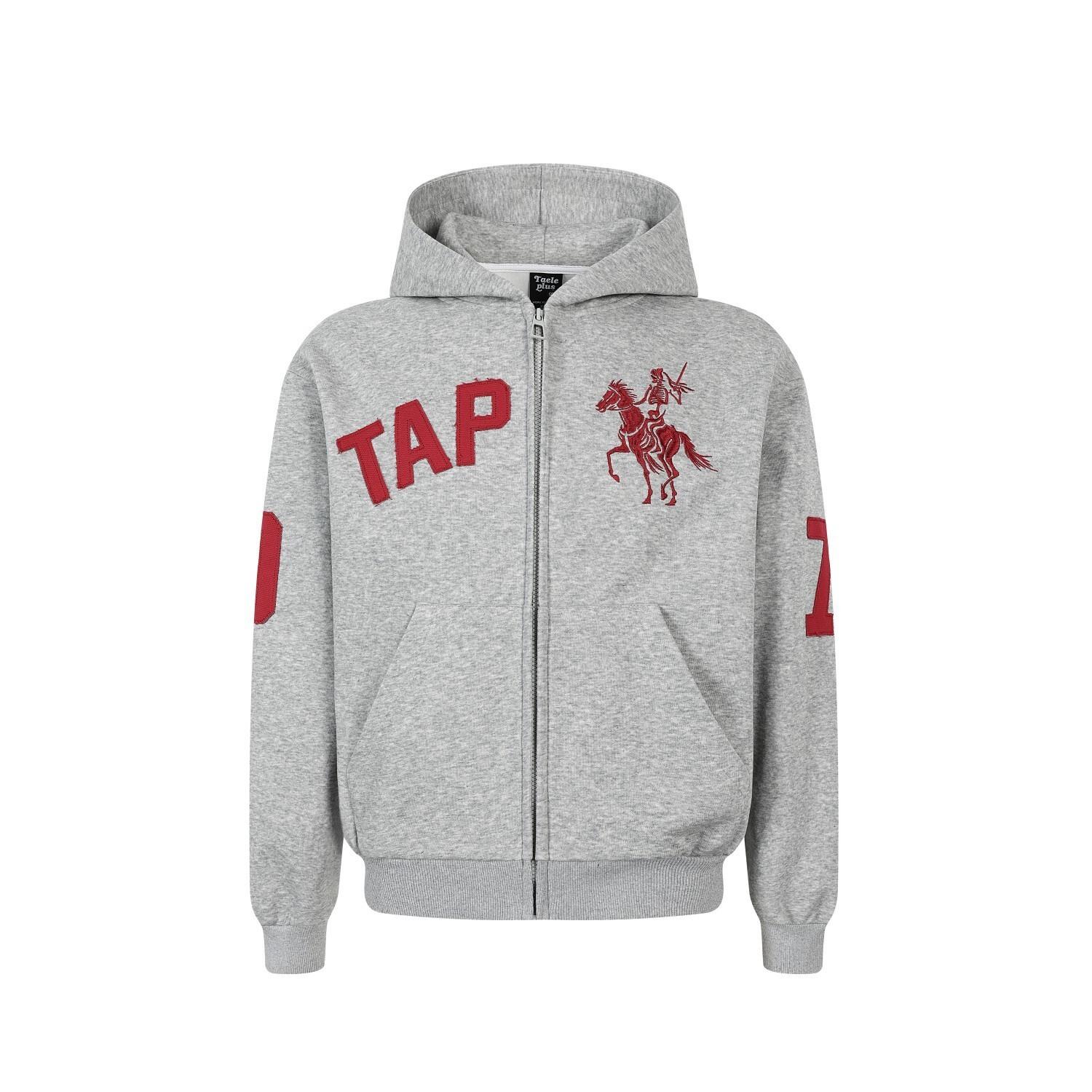 Spring and summer American retro patch embroidered hoodie jacket premium cardigan zipper sweater S