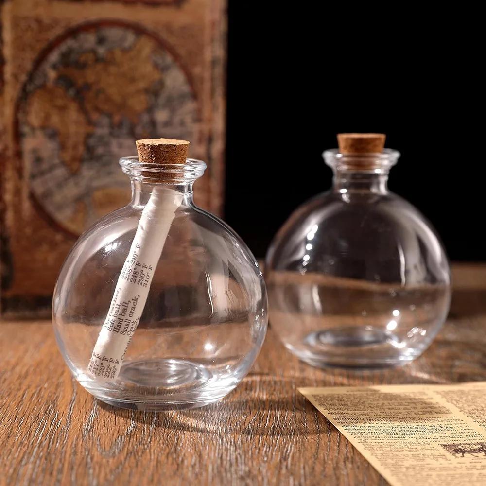 Decorative Glass Bottles with Cork Stoppers,Round Glass Jar aromatherapy container bottles,drift bottles-storage containers jars