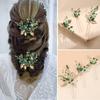 3Pcs/set Wedding Rhinestone Green Leaves Bridal Hairpins Hair Sticks Hair Forks Hair Accessories