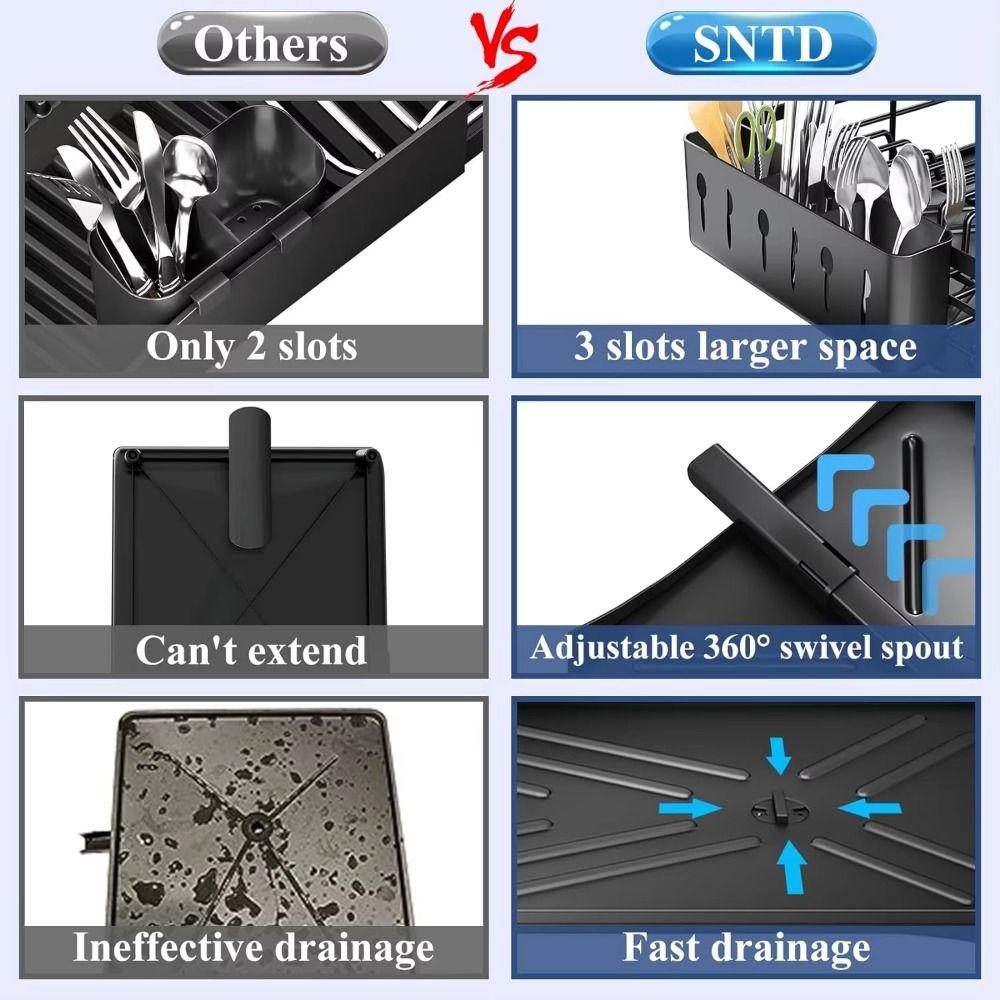 Large Capacity Dish Drying Rack Rust-Proof Drainboard Set Kitchen Storage Shelf  Kitchen Sink