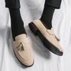 Frosted Leather Lazy Pedal Beanie Shoes Men's Business Leisure Pointed Leather Shoes Nightclub Hairstylist Trendy Shoes