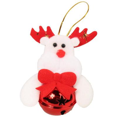 Plush Reindeer with Bell - Pendant White 10cm