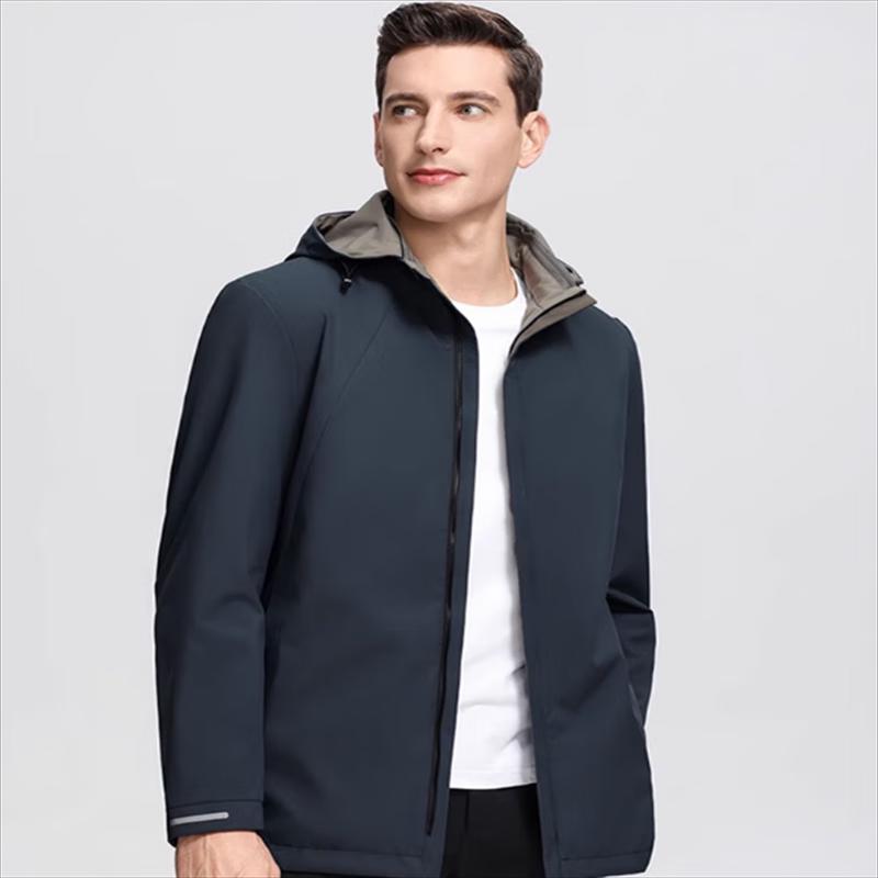 ROMON Men's Reversible Jacket with Removable Hood