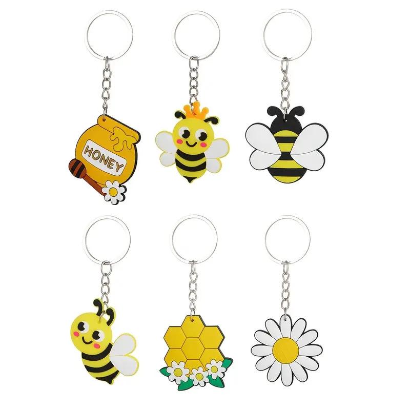 Cute Little Bee Keyring – New Animal-themed PVC Car Bag Keyring Decoration and Small Gift