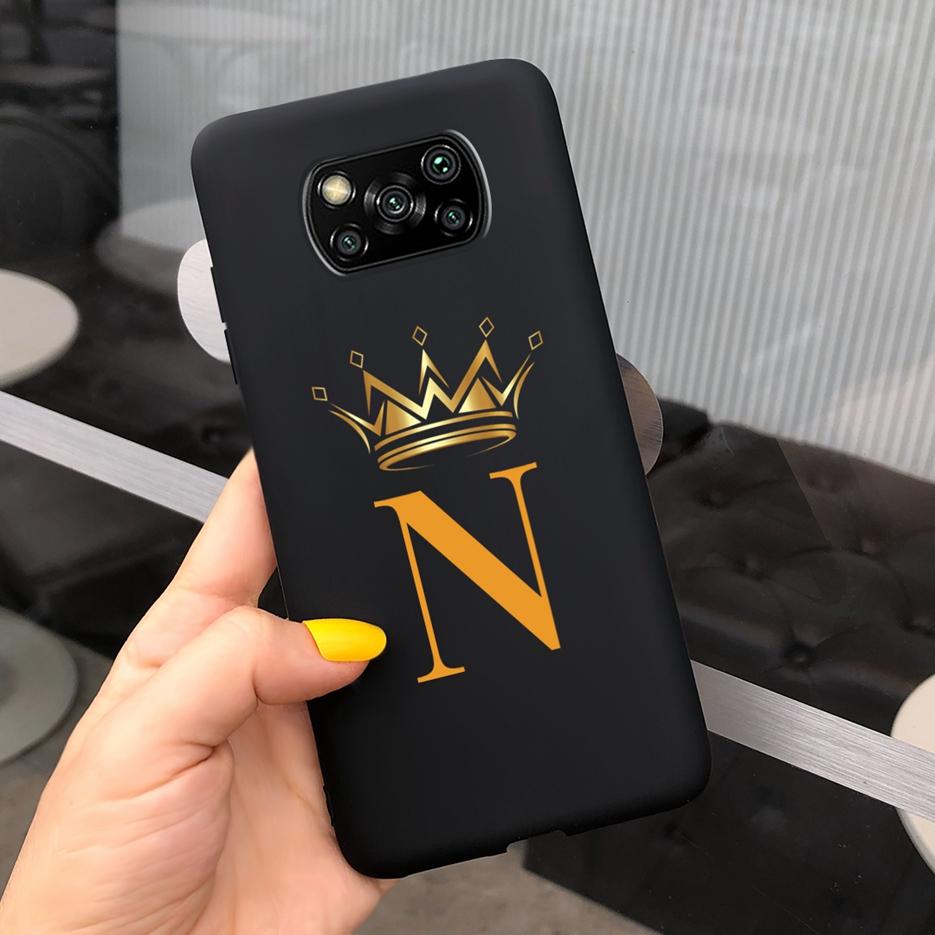 For Xiaomi Poco X3 Case Luxury Crown Letters Covers Soft Silicone Phone Case For Xiaomi Poco X3 Pro PocoX3 NFC Back Cover Bumper