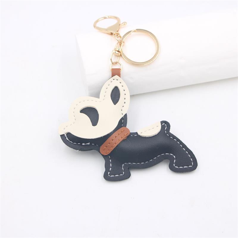 Entzückender PU-Leder Französische Bulldogge Schlüsselanhänger Anhänger Niedlicher Welpe Taschenanhänger Rucksack Hängend Auto Schlüsselanhänger Geschenke Modeaccessoires