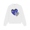 Relaxed Fit Cotton Sweatshirt With Heart Print Long Sleeve Crew Neck Fleece Lined Unisex Winter Casual Top