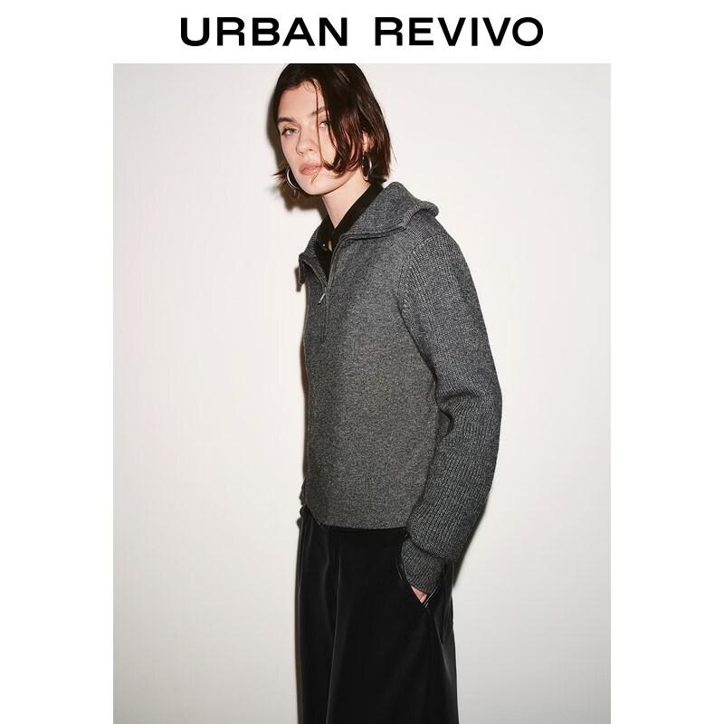 UR2026 Women's Stand-Collar Zipper Knit Cardigan