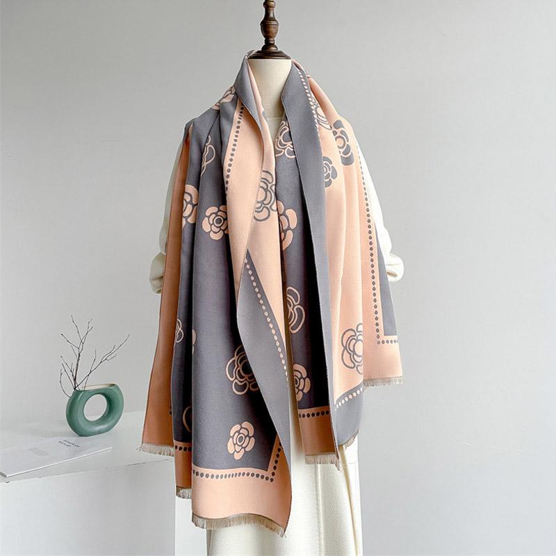 Autumn Winter Tassel Scarf Cashmere Women Pashmina Design Floral Wrap Female Thick Blanket Soft Bufanda Warmth Shawl Kerchief