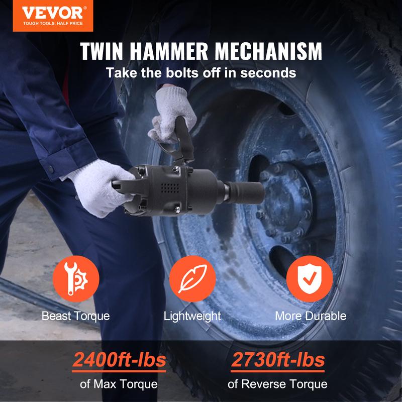 SucceBuy Air Impact Wrench Up to 2730ft-lbs Reverse Torque Output 1"Pneumatic Impact Gun for Heavy Duty Repairs and Maintenance