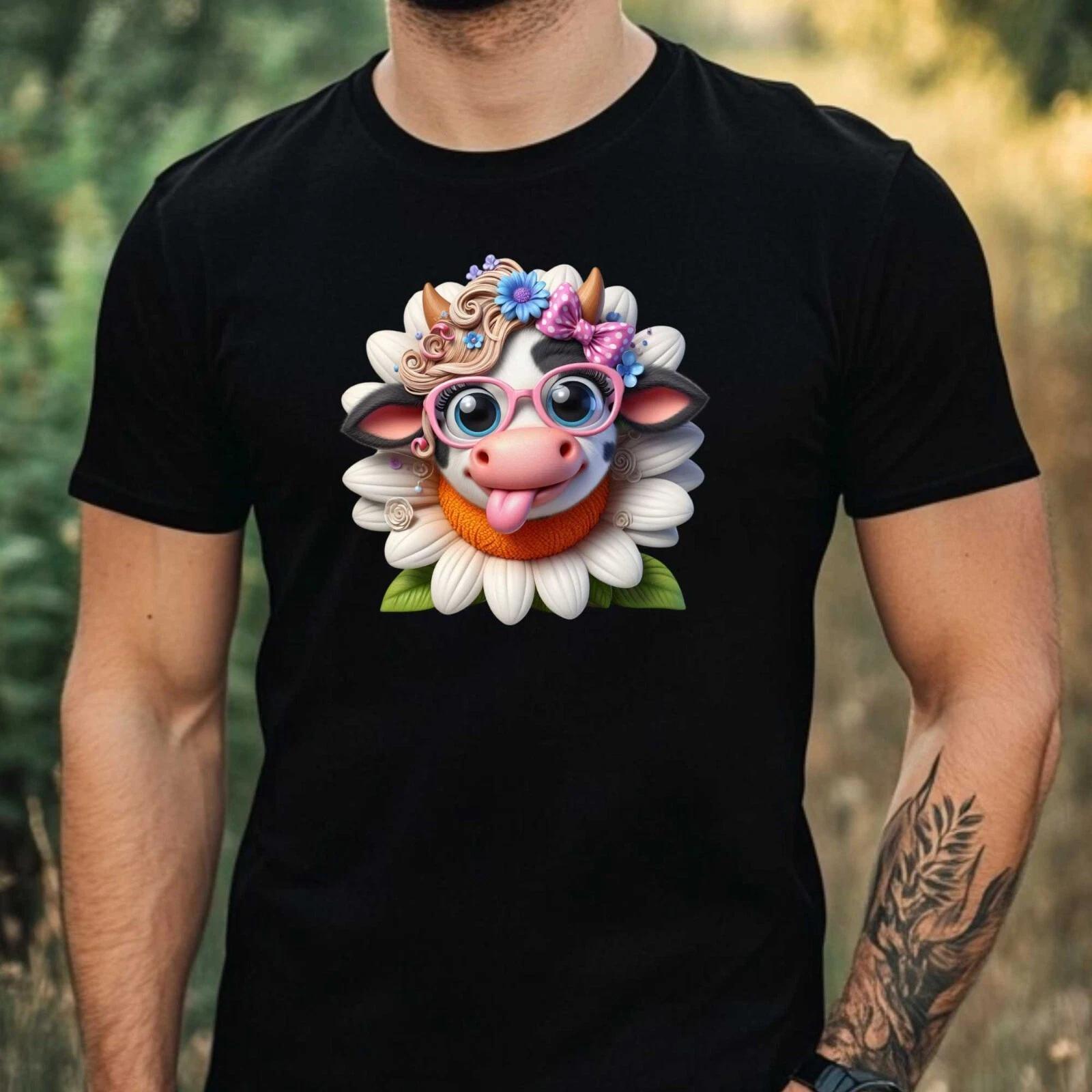 T-Shirt Herren Lustige Kuh Motiv Baumwolle Größe XS bis 5XL XS