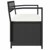 Garden Bench with Storage Space and Cushions Black Poly Rattan