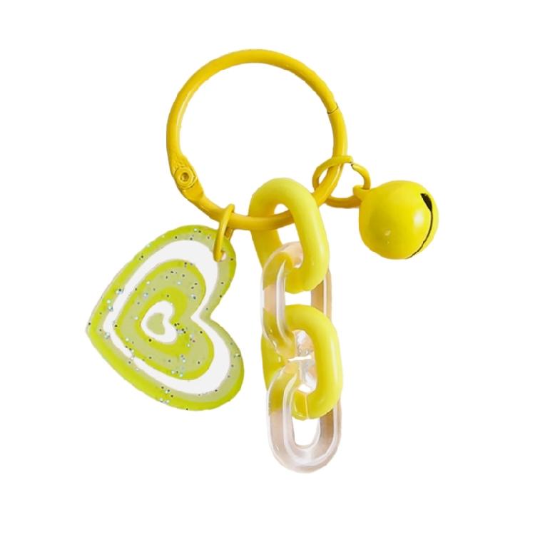 

Heart Keychain With Interchangeable Charm and Glitter Detail for Personalize Styles Expression жёлтый