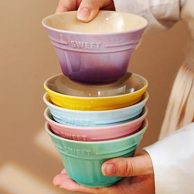 300ML 4.5 Inches Rainbow Gradient Color Dishes Fruit Bowl Tableware Ramen Bowls Kitchen Dessert Salad Steamed Egg Bowl Tableware