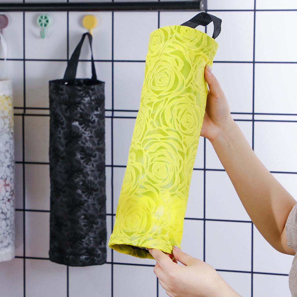 Foldable Mesh Shopping Bag Breathable Plastic Bag Dispenser Kitchen Garbage Bag Storage Organizer With Hanging Storage