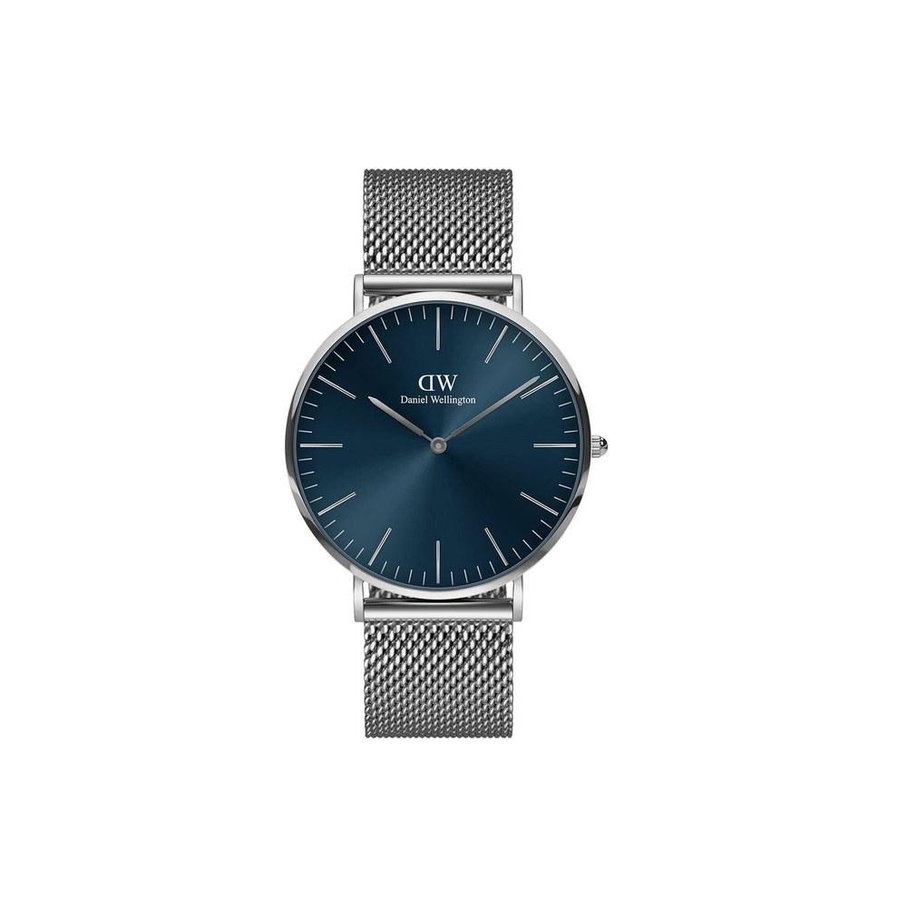 Daniel Wellington Classic Mesh Wristwatch 40mm Leather Business Watch Silver Blue Brown Gift for Men