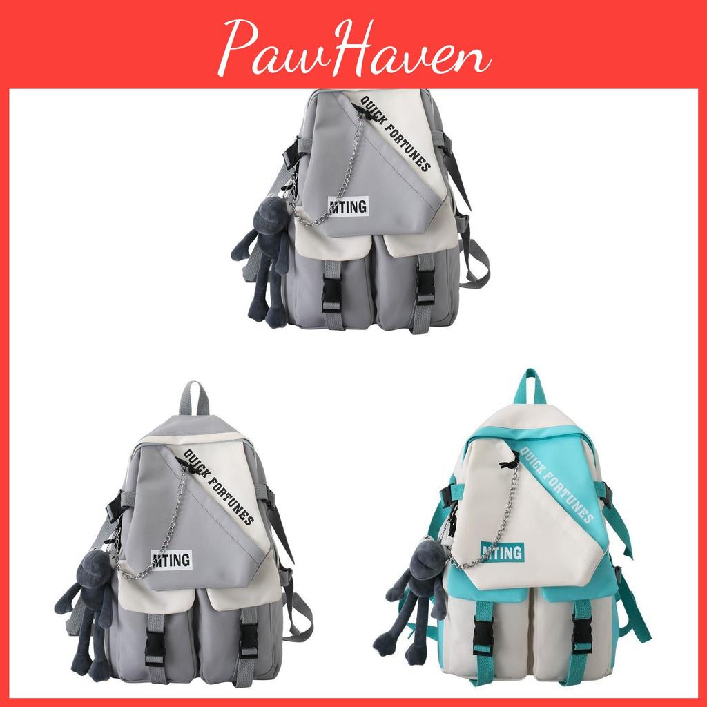 Urban Minimalist Girls Backpack With Geometric Pattern And Nylon Material For Casual Travel