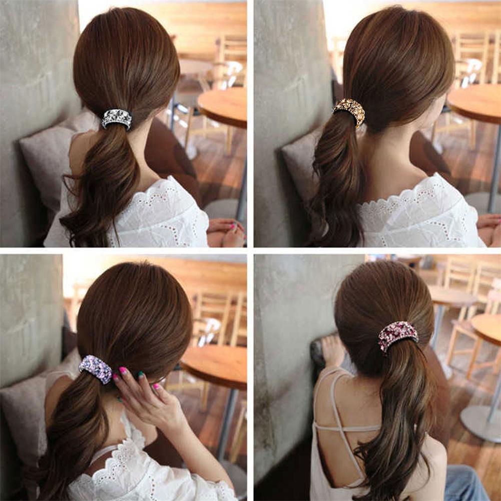 Strass Haar-Pferdeschwanzhalter Clips Kristall Manschette Elastisches Band für Frauen, Haarklammer Hoher Pferdeschwanz Clip Feste Haarnadel