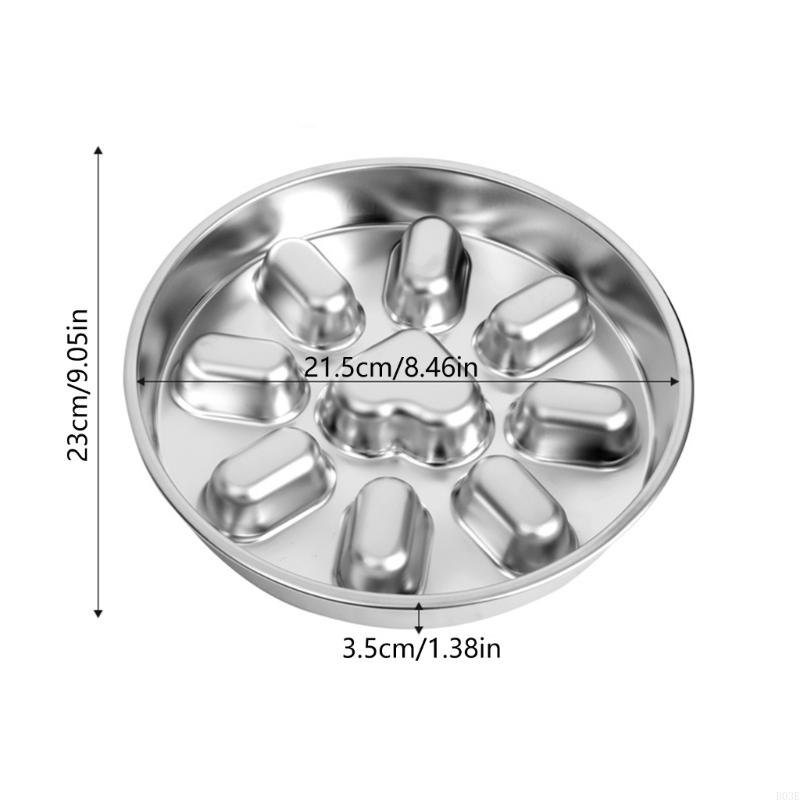 Thick 304 Stainless Steel Dogs Bowl With Antislip Base and Raised Pattern Slow Feeding Mazes Dish for Media Large Dogs B03E