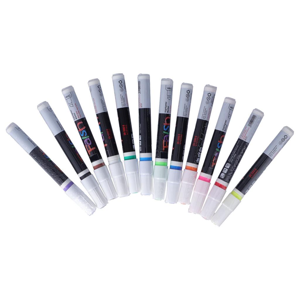 12pcs Highlighters Erasable Bright Color Smooth Watercolor Markers for Electronic Screen Painting Graffiti