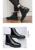 Men's High-Top Lace-Up Leather Boots, Trendy Burnished Style, Large Sizes for Autumn/Winter Outdoor Fashion