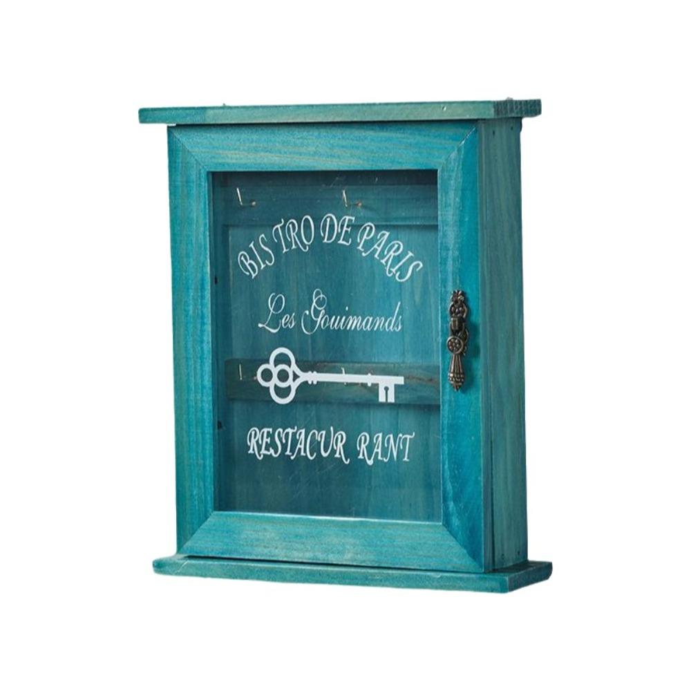 Wooden Wall-Mounted Key Holder Rustic Key Hook Entryway Organizer Cabinet Key Rack Living Room