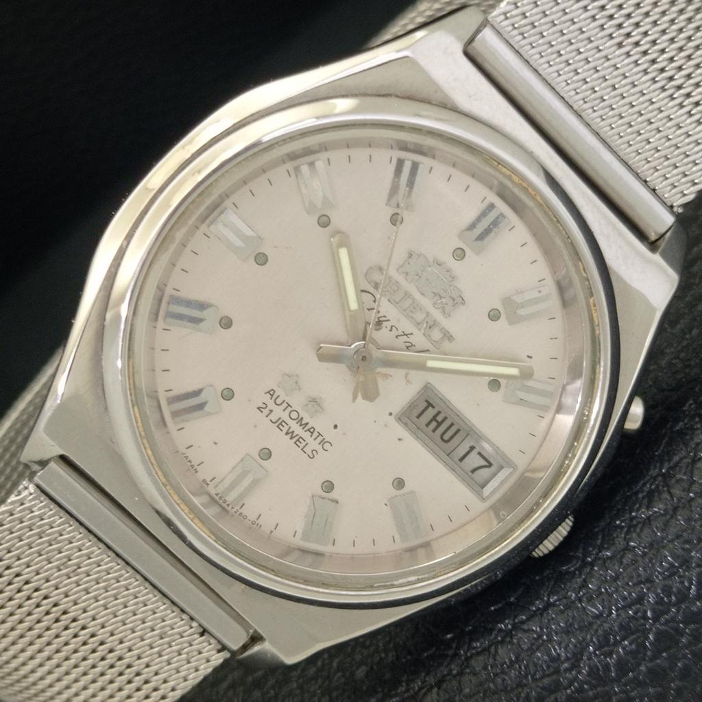 

JAPAN VINTAGE ORIENT CRYSTAL AUTOMATIC 46943 MENS ORIGINAL DIAL WATCH a703333-1 R213b-a703333