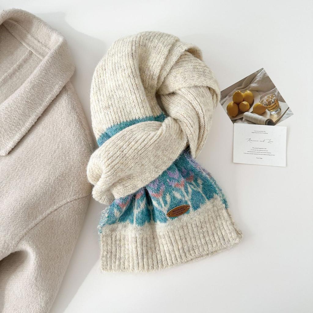 Fair Island Atmosphere Jacquard Knitted Scarf Men and Women Winter New Warm Versatile Couple Shawl Scarf